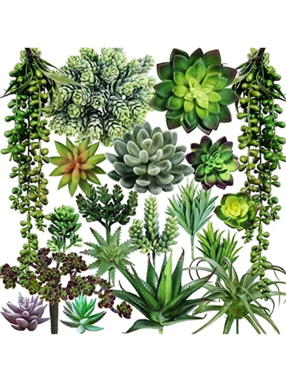 Artificial Succulent Plants 19 Piece Faux Greenery Stems Picks Home Decor Crafts